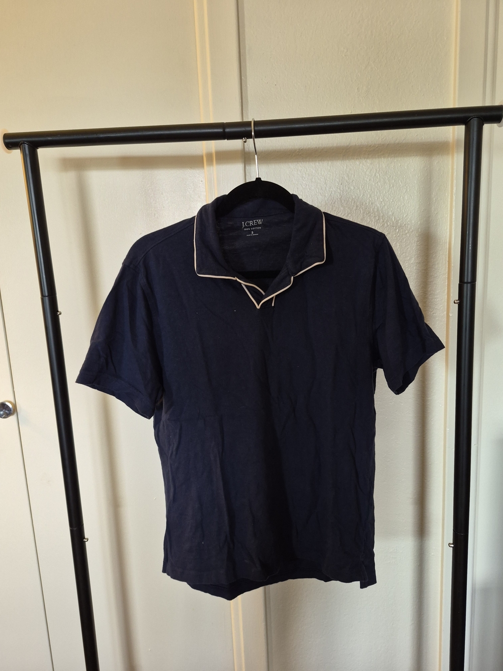 J. Crew Men's Navy Polo with White Trim